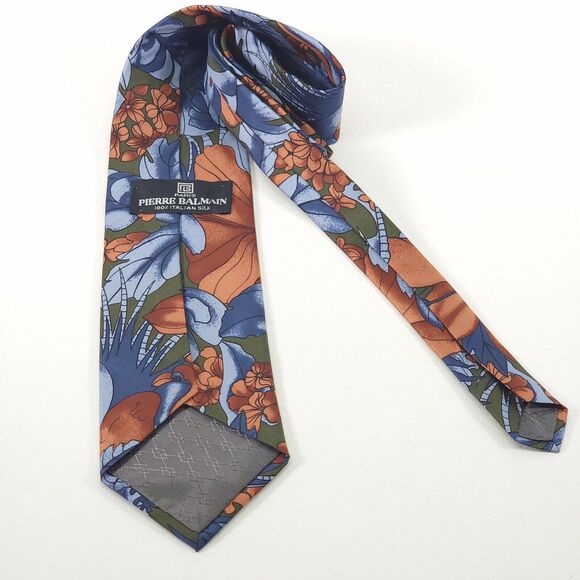 Vintage Pierre Balmain Paris Necktie Tie Mens Paisley‎ Floral 100% Italian Silk - Picture 2 of 4